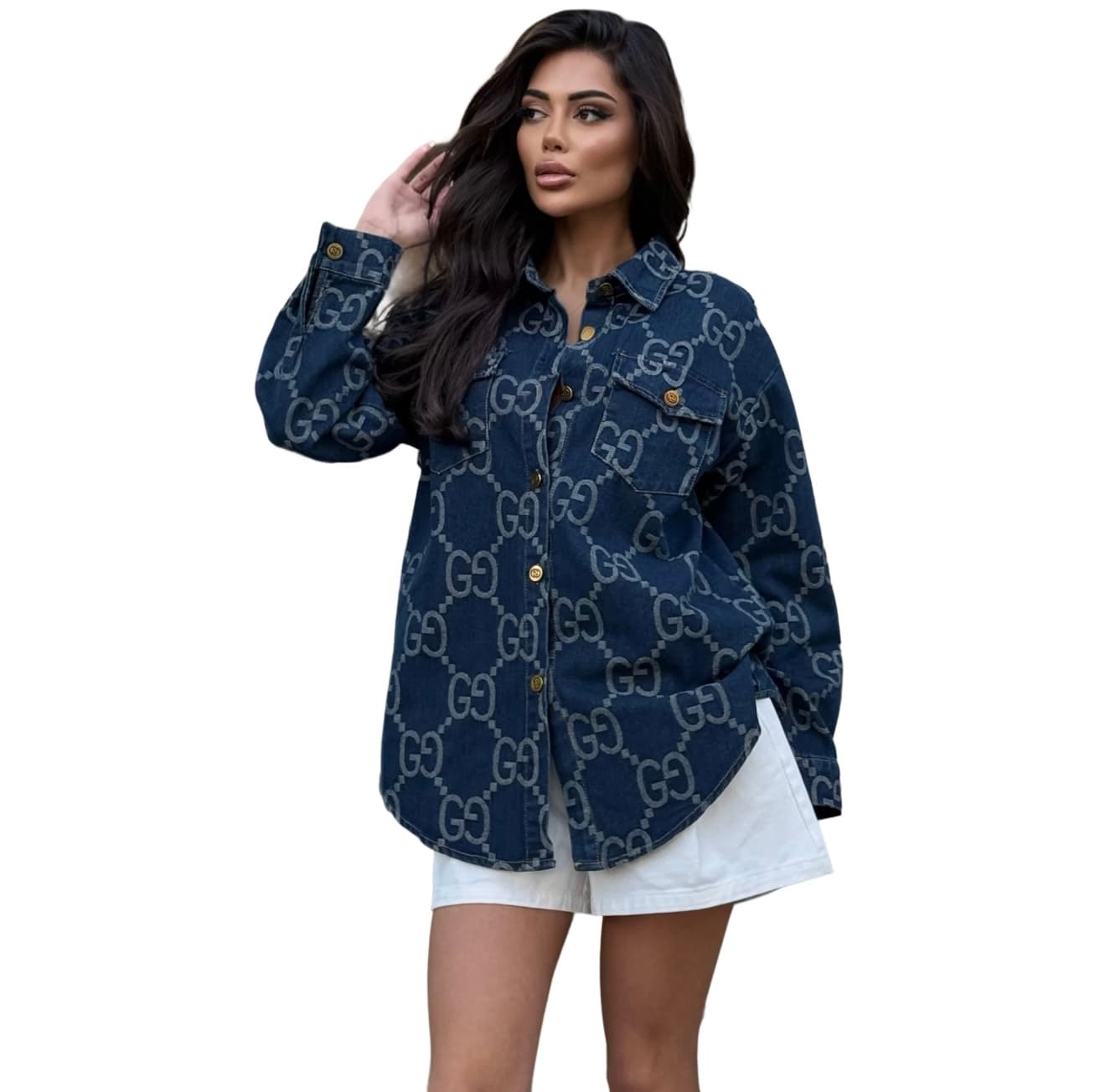Camisa Oversize Denim Monograma