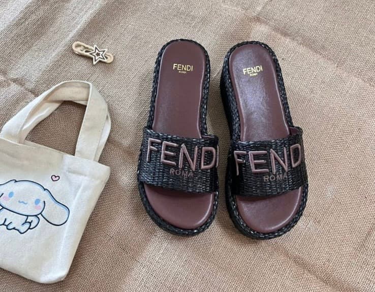 Fendi 'Roma Straw' Slide