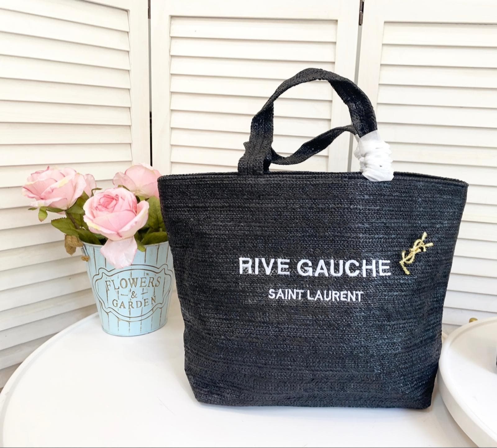 Saint Laurent Rive Gauche Raffia Tote