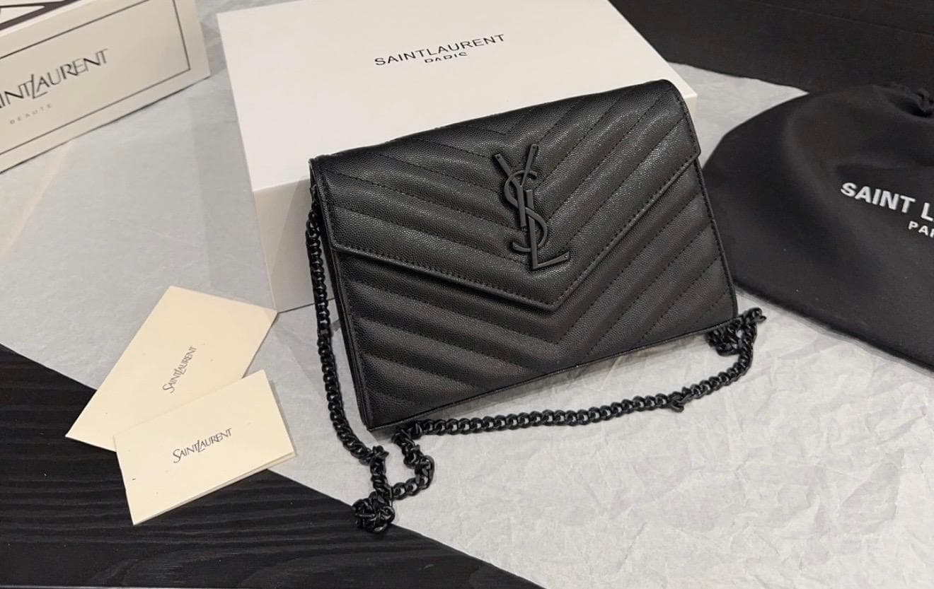 Saint Laurent (YSL) Cassandre Matelassé Chain Wallet